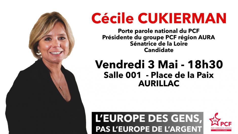 Européennes 2019 : Cécile CUKIERMAN à Aurillac 